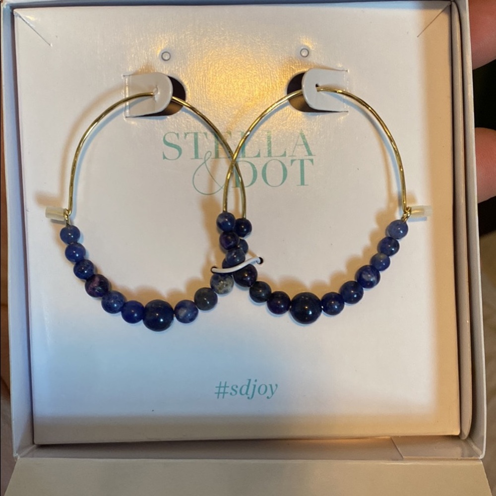 Stella&Dot Gold/Blue Hoops